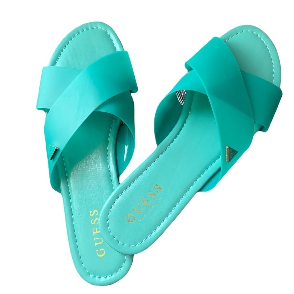 Guess Green Flat Sandal Size 10M - Picture 5 of 15